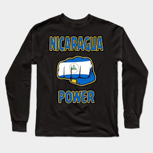 Nicaragua Power, Nicaraguan Fist, Nicaragua Flag, Nicaragua Long Sleeve T-Shirt